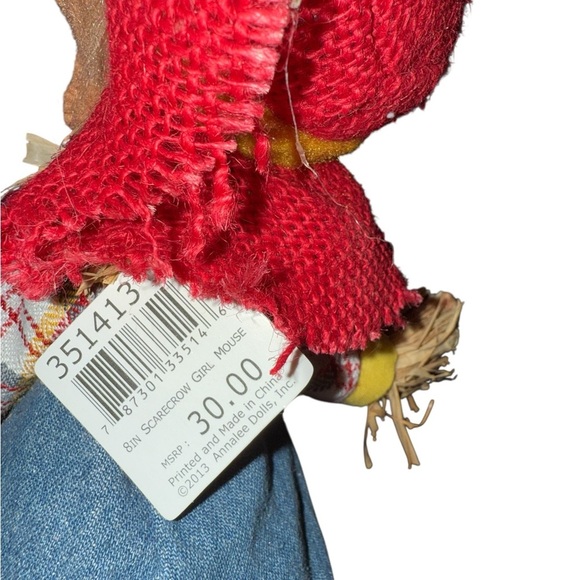 🌻 Annalee 2013 8” Scarecrow Girl Mouse – Fall Harvest Collectible Figurine - Picture 8 of 10